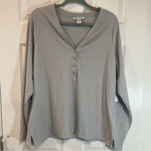 Athleta athleisure light gray ribbed long sleeve athletic henley tee size 2X NWT